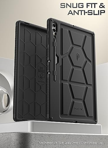 Poetic TurtleSkin Case for Samsung Galaxy Tab S10 Ultra (2024 Release) / S9 Ultra (2023 Release) 14.6 inch Case with S Pen Holder, Heavy Duty Shockproof Kids Friendly Protective Silicone Cover, Black - Image 4