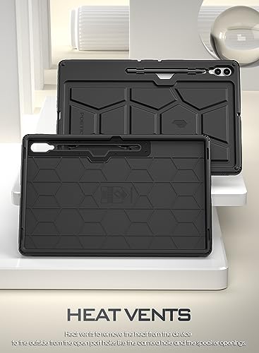 Poetic TurtleSkin Case for Samsung Galaxy Tab S10 Ultra (2024 Release) / S9 Ultra (2023 Release) 14.6 inch Case with S Pen Holder, Heavy Duty Shockproof Kids Friendly Protective Silicone Cover, Black - Image 3