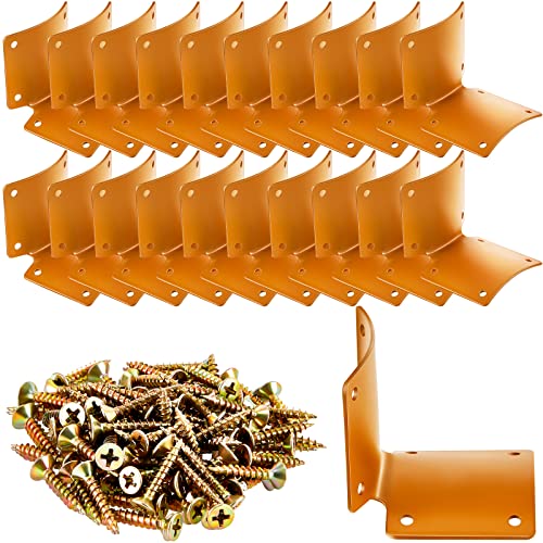 Dunzy Round Post Fence Brackets Metal L for Wood Fence Post Repair Round Rail Angle Brackets with 0.8 Inch Screws for Wooden Frame Bed Furniture Hardware, 2 x 2 Inch(20 Pcs) - Image 1