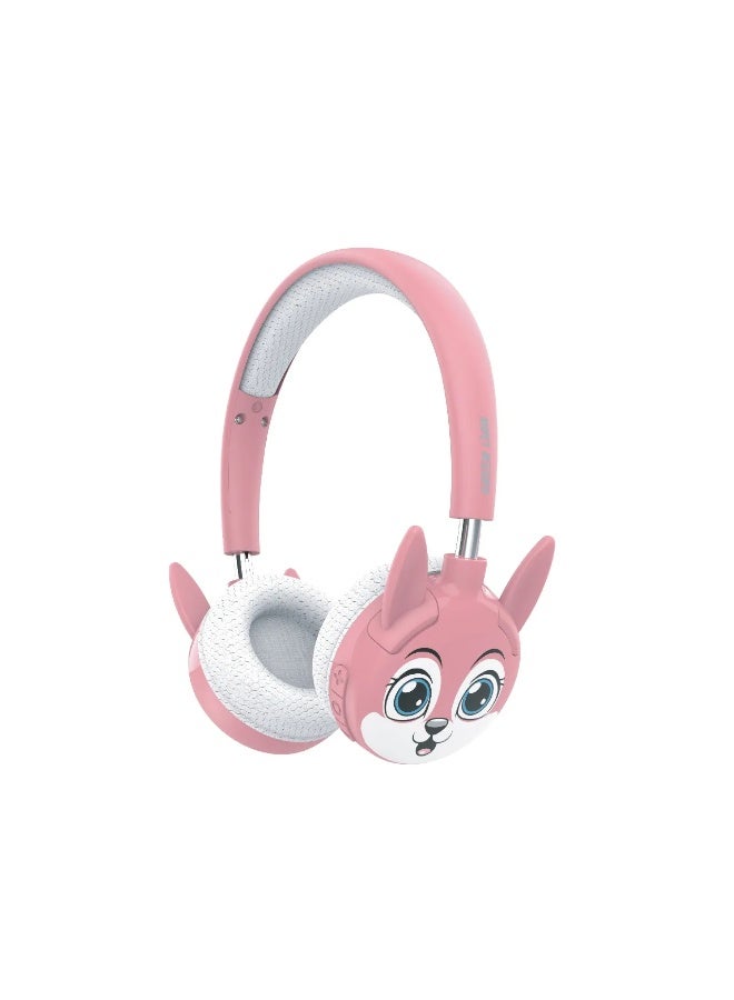 GREEN LION GK-500 Kids Wireless Headphone with Cat puppet face/ Soft for Ears/ lightweight/ PlayTime: 20 Hrs - Pink - Image 1