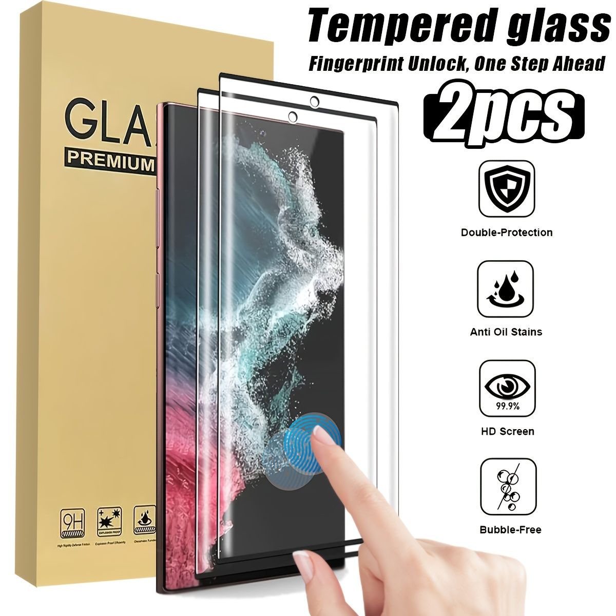 Generic Two Pieces Transparent Ultrasonic Unlock Screen Protector For ...