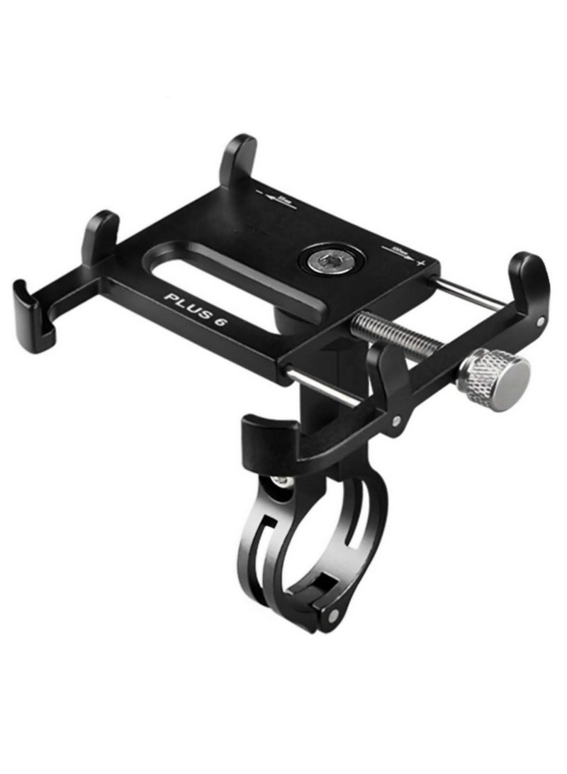 1 قطعة حامل هاتف دراجة ألومنيوم عالمي قابل للتعديل لحامل هاتف الدراجة لآيفون X 5 6 7 8 بلس وسامسونج وإل جي، يحمل هواتف بعرض يصل إلى 3.5 بوصة (PLUS6 BLACK) - Image 1