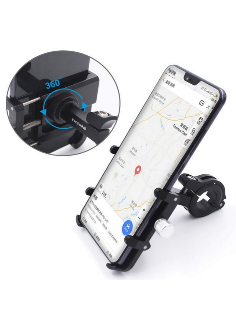 1 قطعة حامل هاتف دراجة ألومنيوم عالمي قابل للتعديل لحامل هاتف الدراجة لآيفون X 5 6 7 8 بلس وسامسونج وإل جي، يحمل هواتف بعرض يصل إلى 3.5 بوصة (PLUS6 BLACK) - Image 2