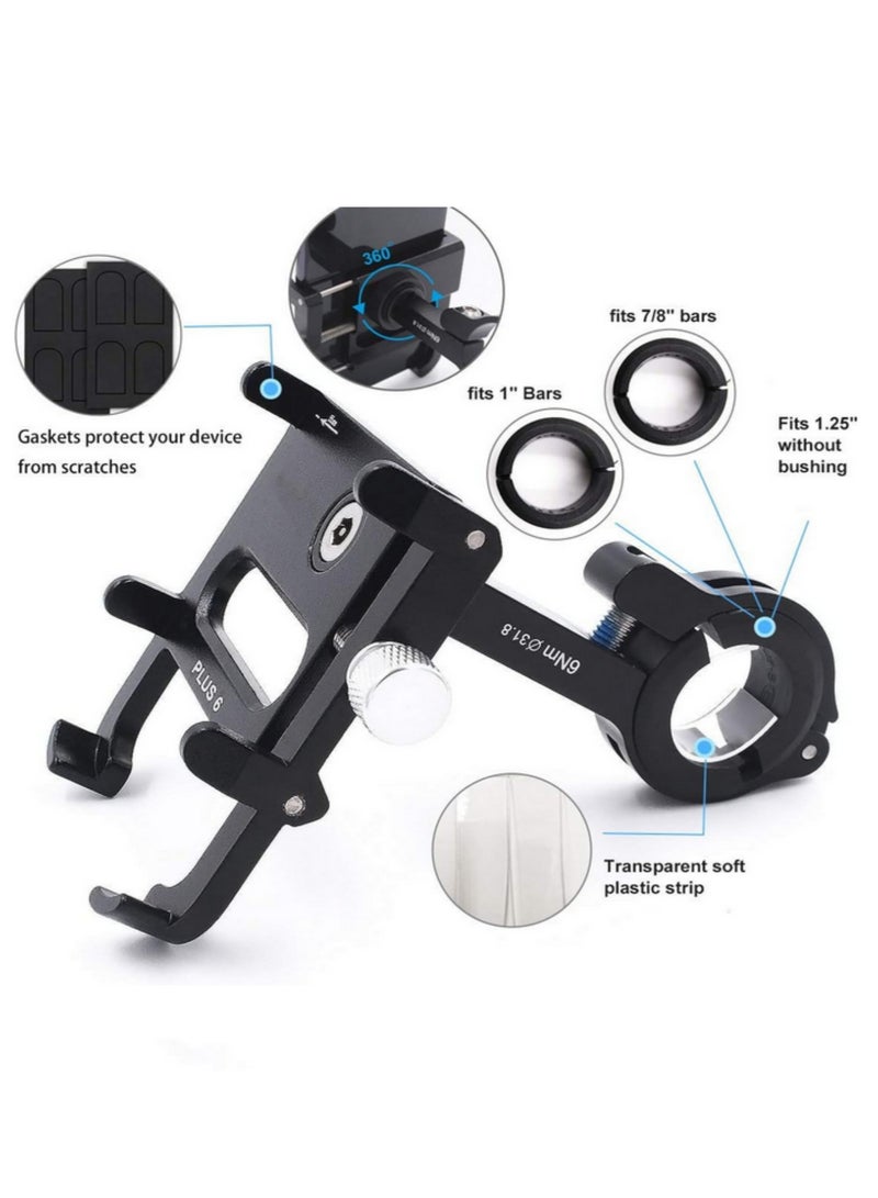 1 قطعة حامل هاتف دراجة ألومنيوم عالمي قابل للتعديل لحامل هاتف الدراجة لآيفون X 5 6 7 8 بلس وسامسونج وإل جي، يحمل هواتف بعرض يصل إلى 3.5 بوصة (PLUS6 BLACK) - Image 3