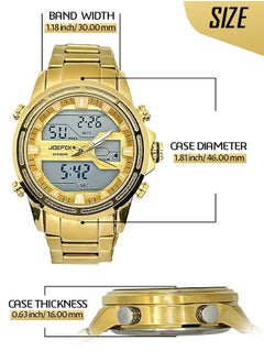 JoeFox Men's Watch Stainless Steel Fashion Analog Digital WristWatch Dual Dial Time Waterproof Quartz Watch Chronograph Dual Time  - Image 2