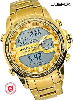 JoeFox Men's Watch Stainless Steel Fashion Analog Digital WristWatch Dual Dial Time Waterproof Quartz Watch Chronograph Dual Time  - Image 1
