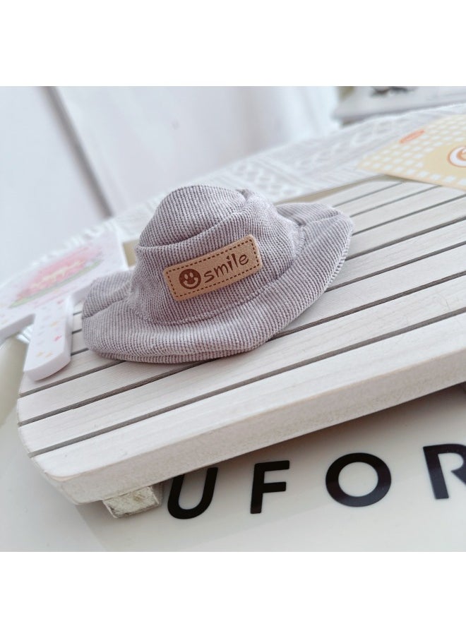 Only Clothes] Labubu Doll Clothes 17cm Heart Vinyl Face Pull Cloth Baby Clothes Change To Replace-Specifications:10cm-Color:Corduroy Open Hat Gray  - Image 1