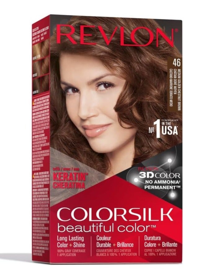 Revlon colorsilk Beautiful Color #46 Medium Golden Chestnut Brown - Image 1