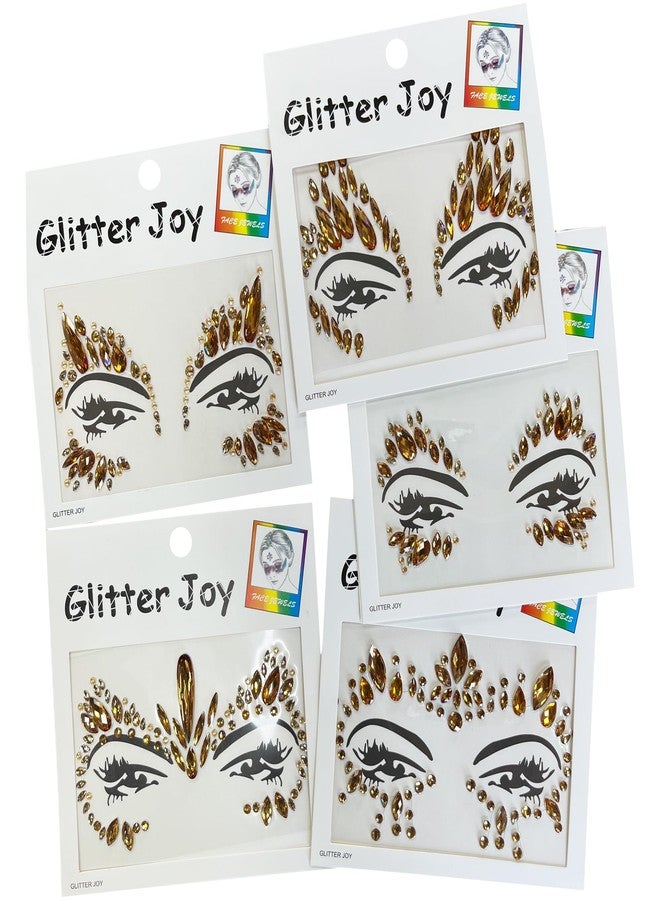Leoars Halloween Face Gems Face Jewels Sticker Eyes Body Gem Sticker Temporary Face Tattoos,5-Pack, Coffee - Image 1