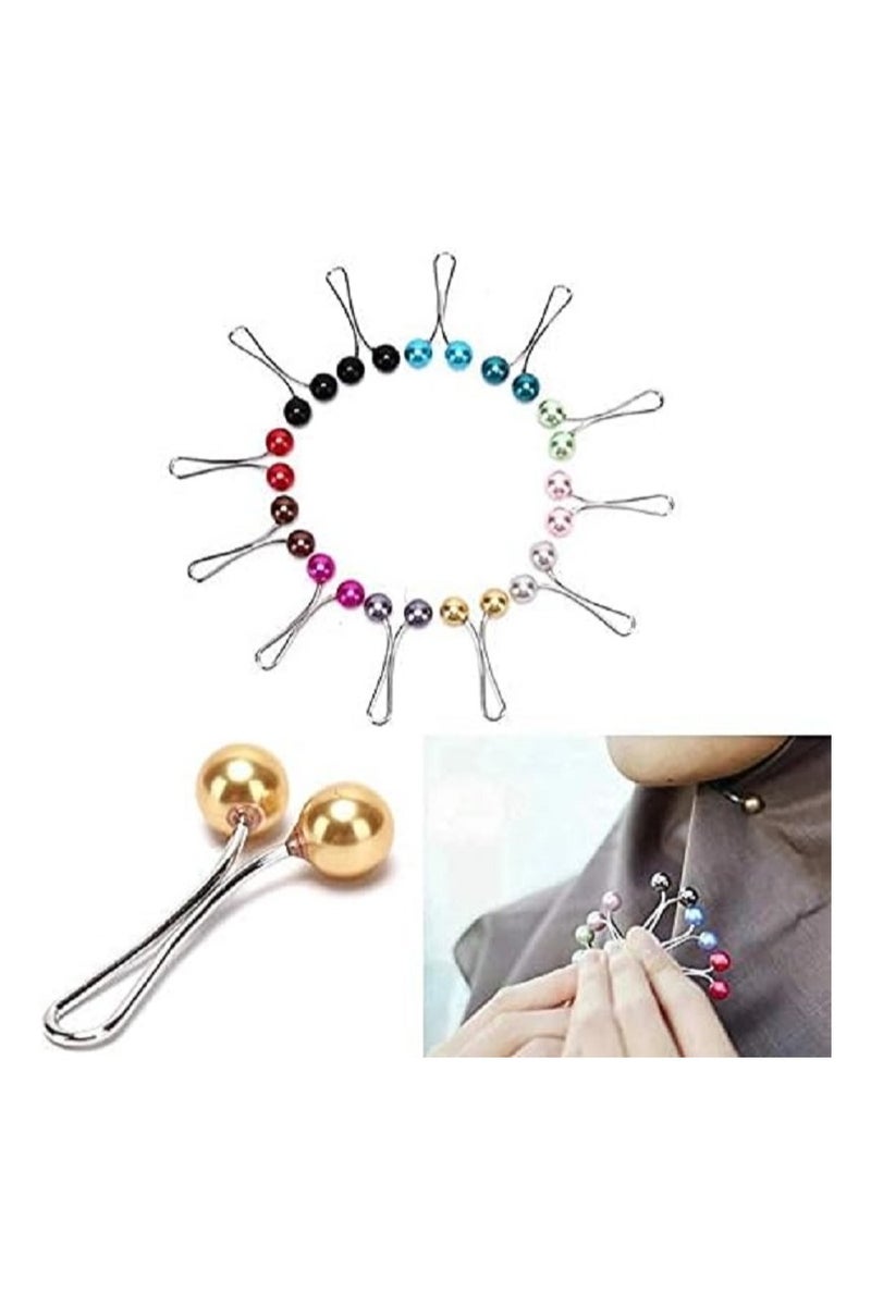 12 Pieces Muslim Hijab Pins Faux Pearl Hijab Pins for Women Girls Scarf Scarf Shawl Brooch Clip Hijab Buckle - Image 2