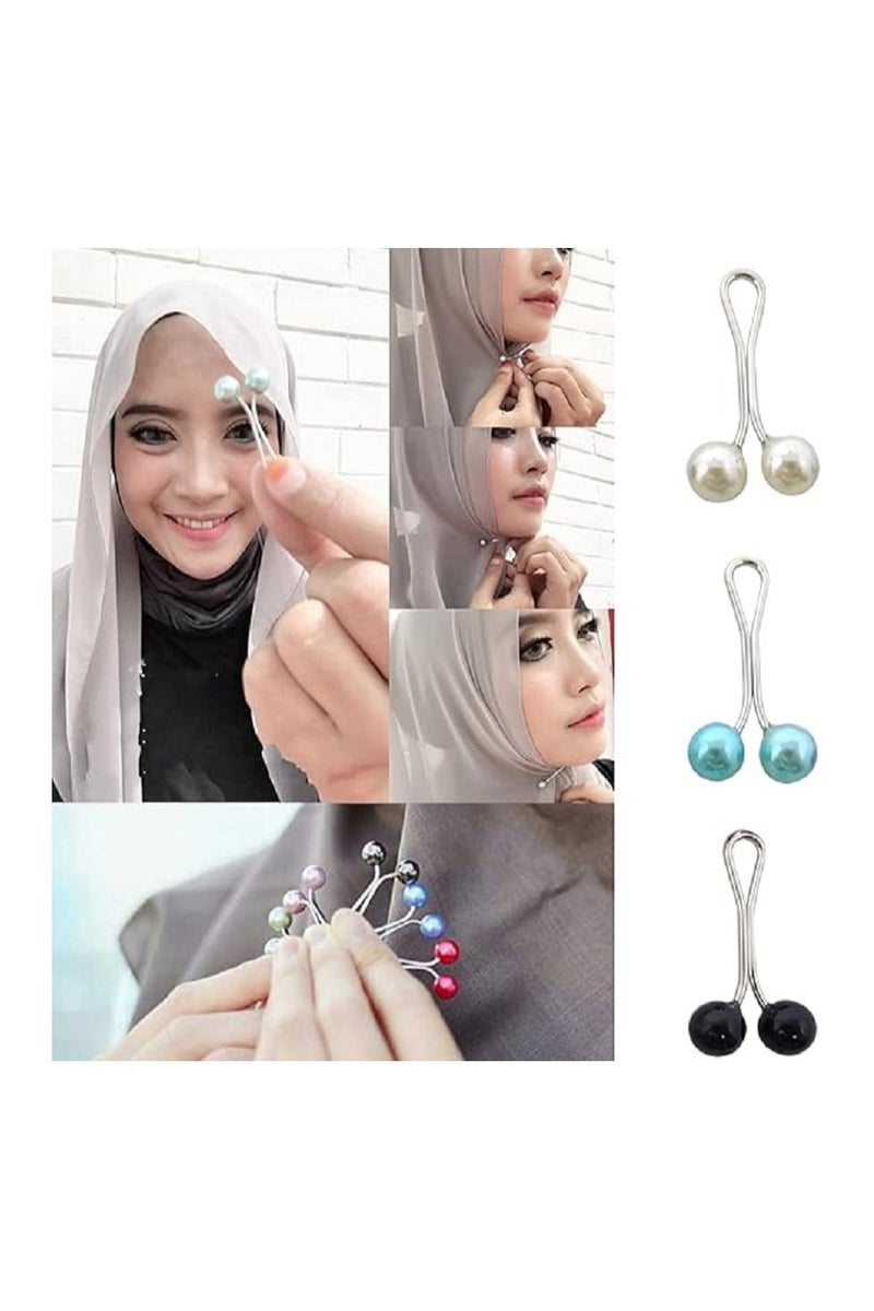 12 Pieces Muslim Hijab Pins Faux Pearl Hijab Pins for Women Girls Scarf Scarf Shawl Brooch Clip Hijab Buckle - Image 4