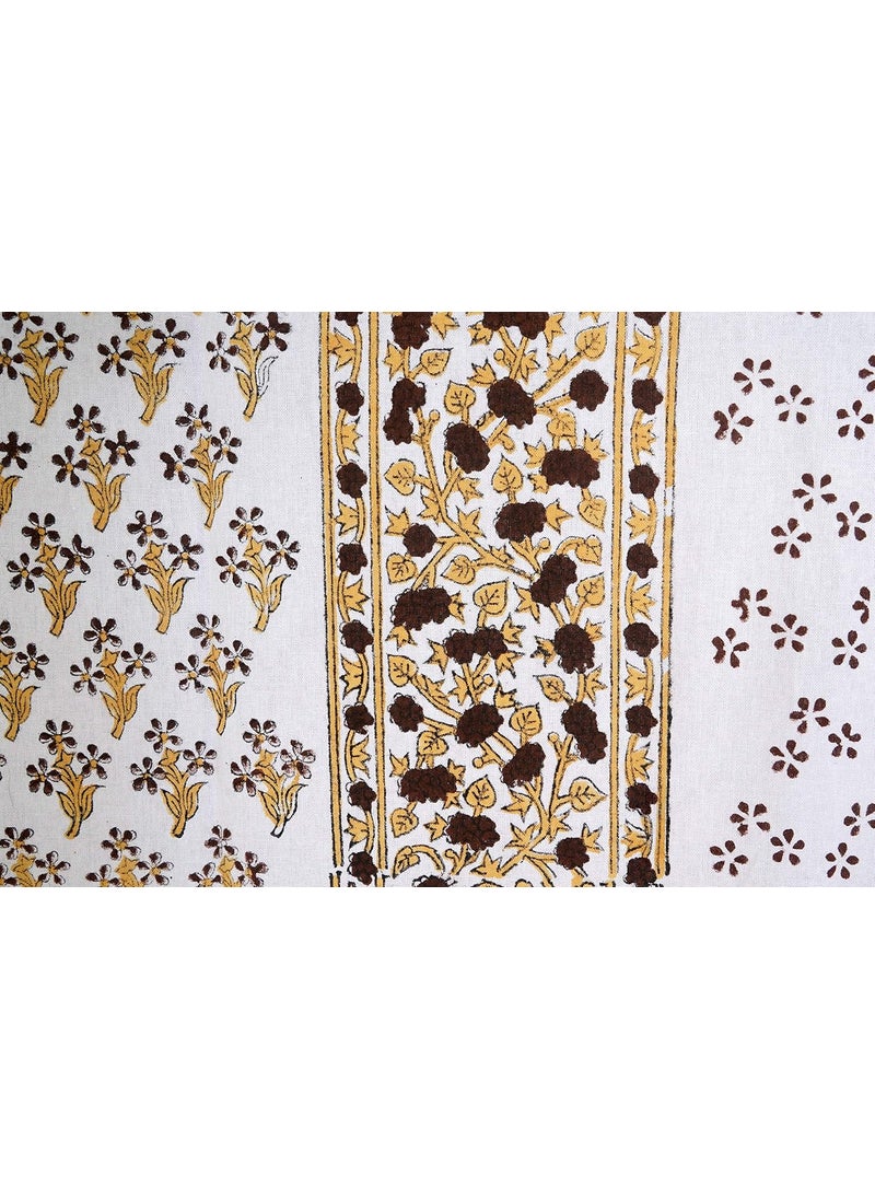 GK Textiles GK Textiles Jaipuri Hand Block Gulfiza Print Cotton 180 TC Double Bedsheet with 2 Pillow Cover Brown King  - Image 4