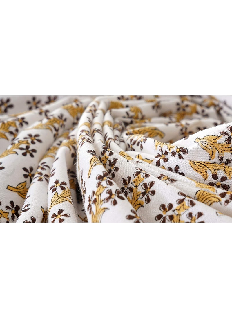 GK Textiles GK Textiles Jaipuri Hand Block Gulfiza Print Cotton 180 TC Double Bedsheet with 2 Pillow Cover Brown King  - Image 3