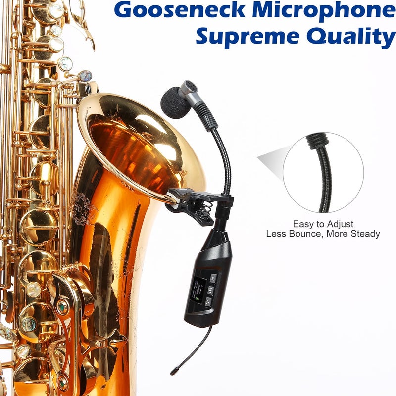 SGPRO Wireless Saxophone Microphone System, Clip-On Instrument Microphone for Sax and Trumpet, Preset EQ & Echo Level 196 Ft Transmission Rechargeable Compact Transmitter and Receiver 4.5 Hours - Image 4