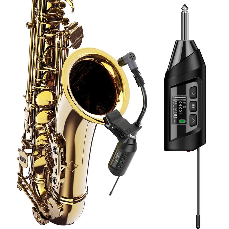 SGPRO Wireless Saxophone Microphone System, Clip-On Instrument Microphone for Sax and Trumpet, Preset EQ & Echo Level 196 Ft Transmission Rechargeable Compact Transmitter and Receiver 4.5 Hours - Image 1
