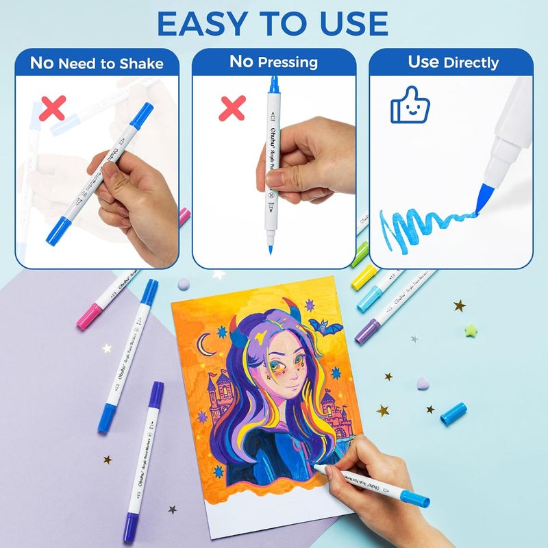 Ohuhu Acrylic Paint Markers - 36 Colors Dual Tips, High Opacity, Waterproof for Various Surfaces - Image 4