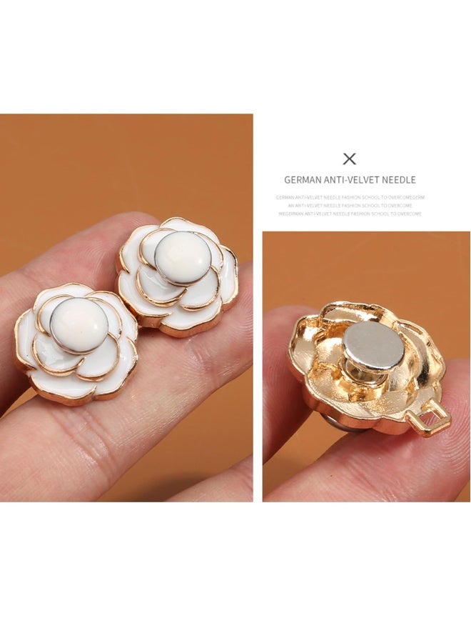 8 Sets Pant Waist Tightener for Rose Petals - Detachable Adjustable Jean Button Waist Buckle Set Jean Button Pins No Sewing Required Won't Pinch Skin Easy to Install 8 Set 4 Style - Image 5