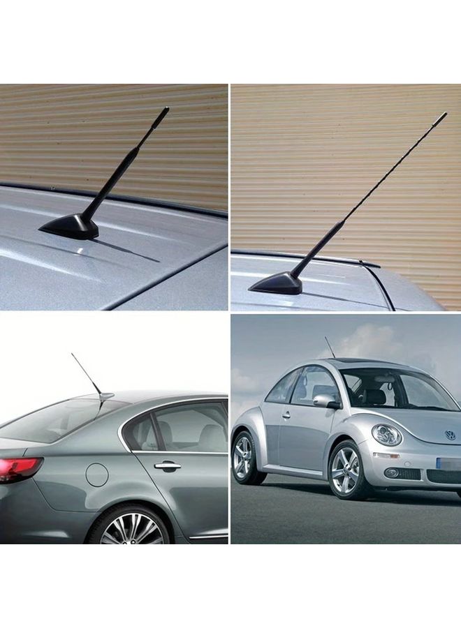 Black Car Radio Signal Amplifier Antenna Heavy Duty Metal Roof Mast Universal Fit - Image 4