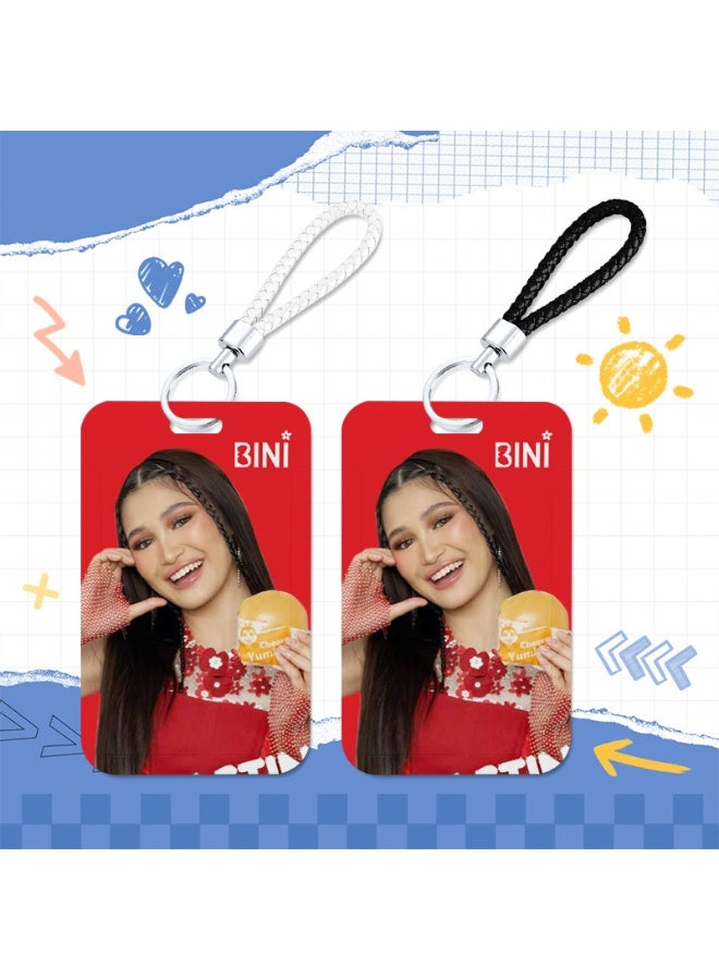 NIBEMINENT 1 - Piece BINI Kpop Photo Card Holder Pendant Key Chain ID Badge Holder ID Card Holder Photo Card Protector for School ID Office ID Access Card for Women Girls