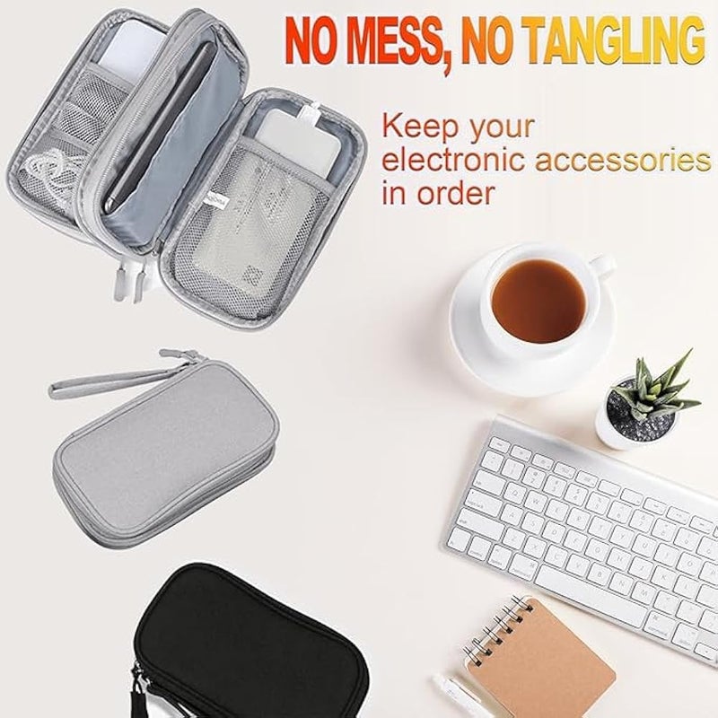 Electronics Organizer, Waterproof Portable Travel Cable Organizers Digital Gadget Cases Storage Bags for External Hard Drive USB Flash Drive Power Bank, Pouch Case Comes with 5 pcs Cable Ties - Image 5