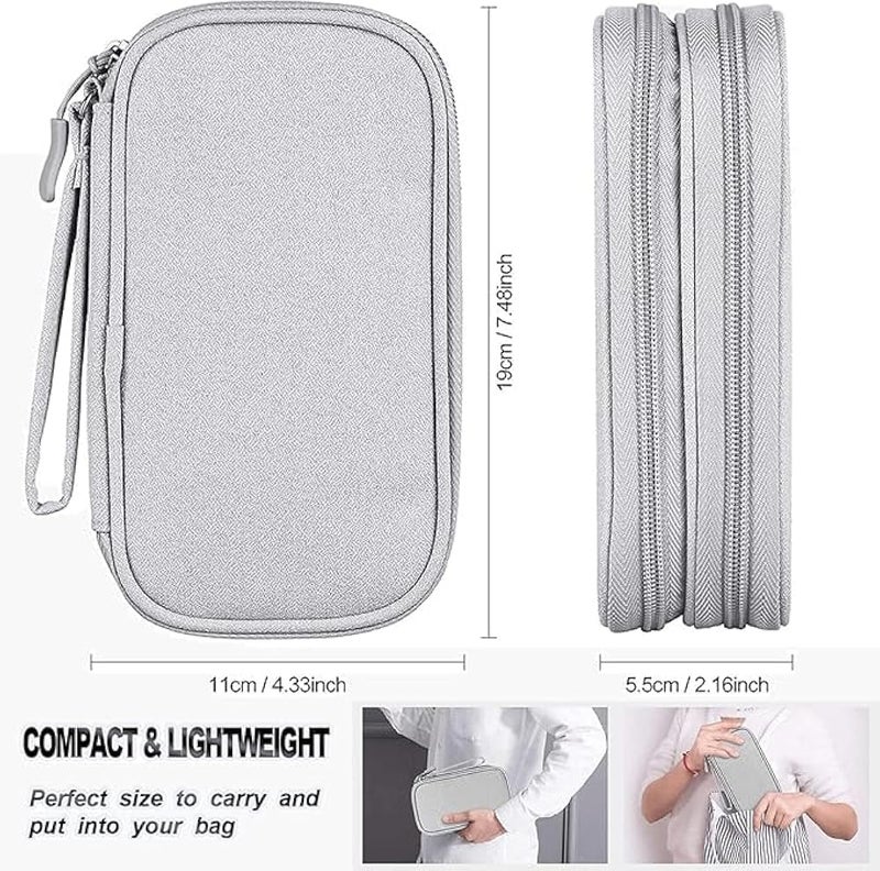 Electronics Organizer, Waterproof Portable Travel Cable Organizers Digital Gadget Cases Storage Bags for External Hard Drive USB Flash Drive Power Bank, Pouch Case Comes with 5 pcs Cable Ties - Image 4