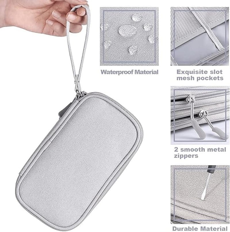 Electronics Organizer, Waterproof Portable Travel Cable Organizers Digital Gadget Cases Storage Bags for External Hard Drive USB Flash Drive Power Bank, Pouch Case Comes with 5 pcs Cable Ties - Image 3