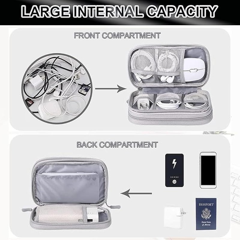 Electronics Organizer, Waterproof Portable Travel Cable Organizers Digital Gadget Cases Storage Bags for External Hard Drive USB Flash Drive Power Bank, Pouch Case Comes with 5 pcs Cable Ties - Image 2