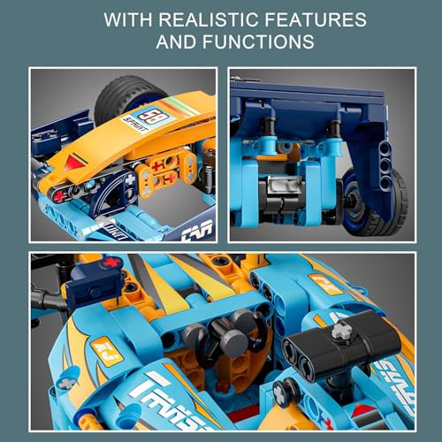 Chocozone Pull Back Race Car Model Building Set, Formula One Speed Champion Car Building Block Toys for 10+ Years Old Boys Girls & Adult - 635PCS - Image 3