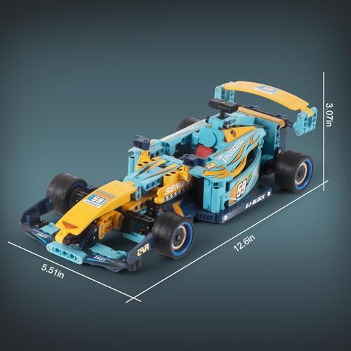 Chocozone Pull Back Race Car Model Building Set, Formula One Speed Champion Car Building Block Toys for 10+ Years Old Boys Girls & Adult - 635PCS - Image 2