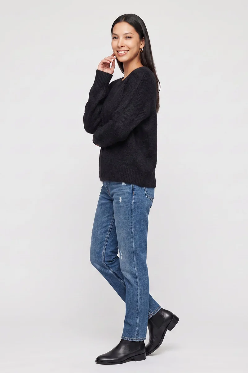 Gini London  Black Long Sleeve Jewelled Back Knit Jumper for Women | Best Price UAE