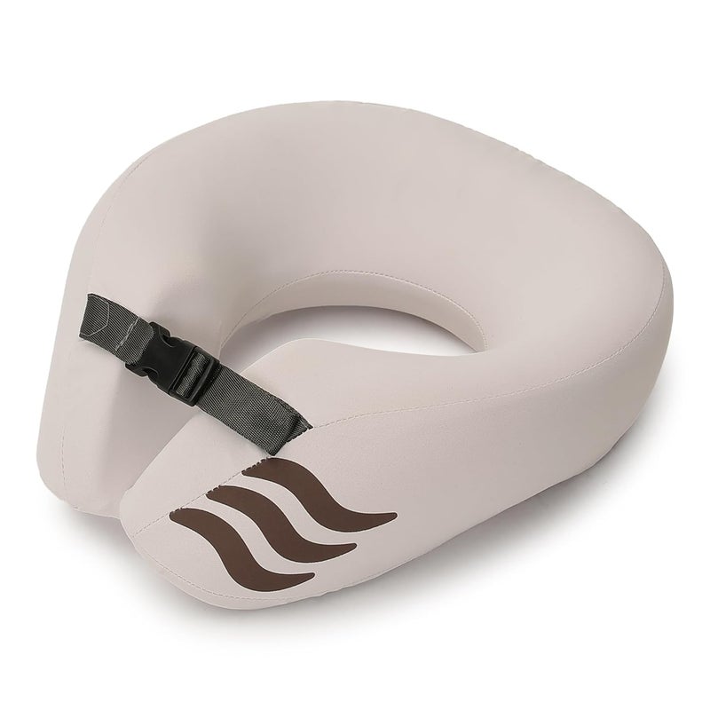 THE ASSEMBLY Assembly Comfortable Travel Neck Pillow Pure Memory Foam Neck Support Breathable Machine Washable Cover Ideal for Airplane Travel Kit Biege - Image 1
