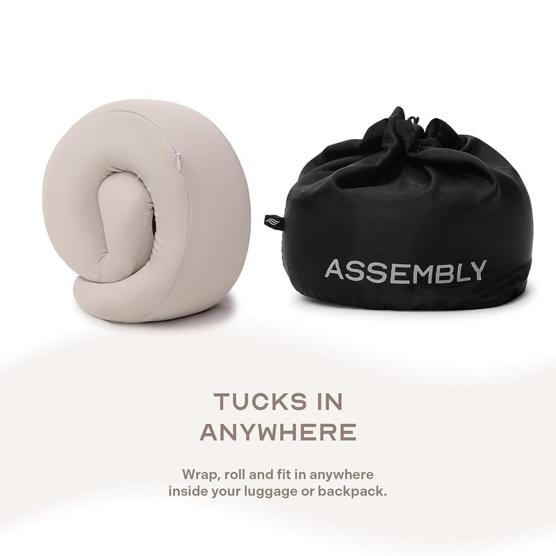 THE ASSEMBLY Assembly Comfortable Travel Neck Pillow Pure Memory Foam Neck Support Breathable Machine Washable Cover Ideal for Airplane Travel Kit Biege - Image 4