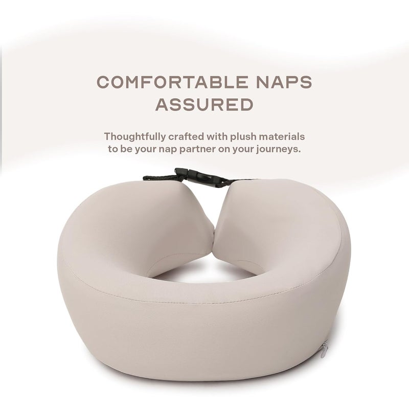 THE ASSEMBLY Assembly Comfortable Travel Neck Pillow Pure Memory Foam Neck Support Breathable Machine Washable Cover Ideal for Airplane Travel Kit Biege - Image 3