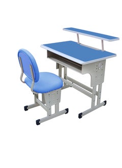 Bonita Wholesale school desks and chairs for primary and secondary school students, liftable children's study table, training and tutoring class student writing desk (BLUE)  - Image 1