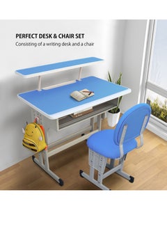 Bonita Wholesale school desks and chairs for primary and secondary school students, liftable children's study table, training and tutoring class student writing desk (BLUE)  - Image 2