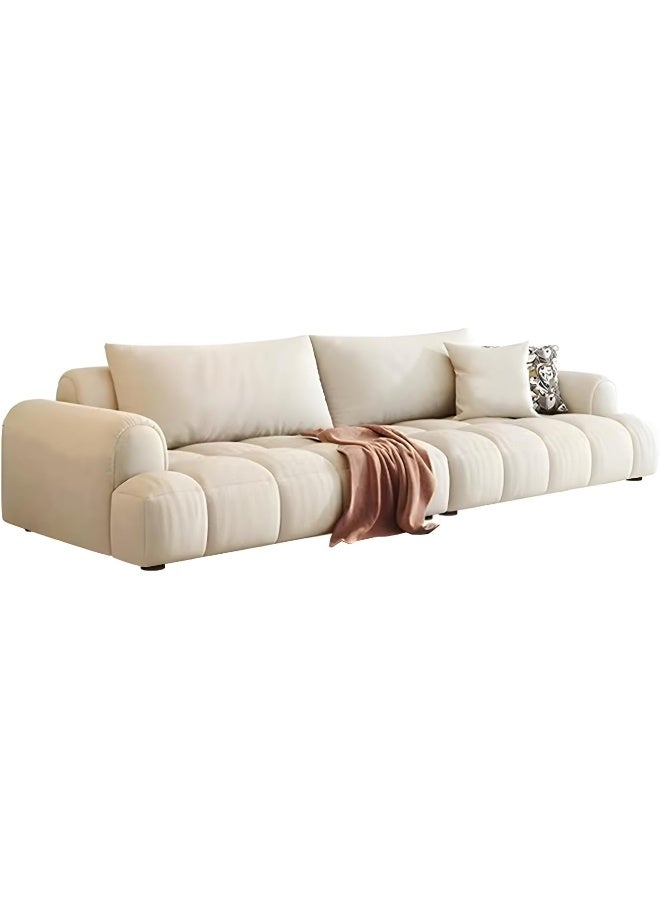 Comfynest Comfynest Black Pine Wood Modern Sofa In Off-White Anti Cat Scratch Fabric Upholstery, Sponge Seat Filling-330.2X99.06X71.12CM  - Image 5