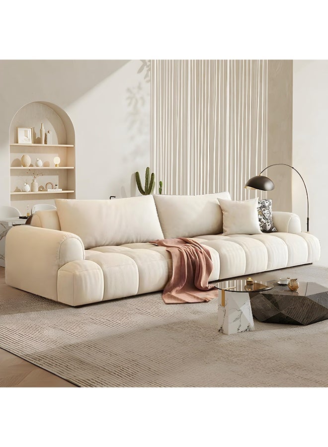 Comfynest Comfynest Black Pine Wood Modern Sofa In Off-White Anti Cat Scratch Fabric Upholstery, Sponge Seat Filling-330.2X99.06X71.12CM  - Image 2
