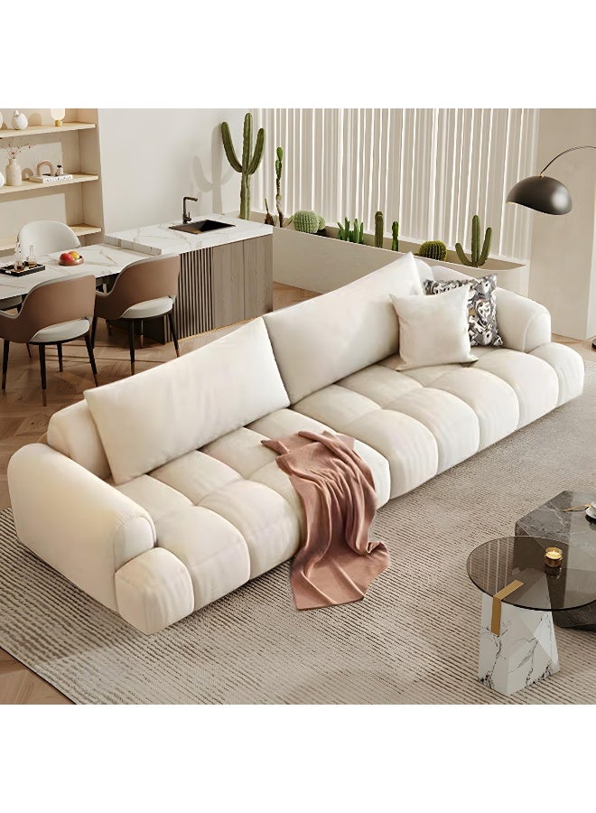 Comfynest Comfynest Black Pine Wood Modern Sofa In Off-White Anti Cat Scratch Fabric Upholstery, Sponge Seat Filling-330.2X99.06X71.12CM  - Image 1