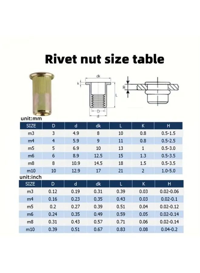 11 Pcs 3 in 1 Carbon Steel Rivet Tool Set Manual Rivet Gun Kit M5 10 Female - Image 3