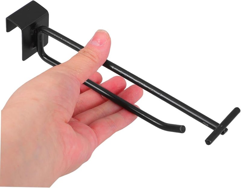 5 قطع خطافات معدنية متينة لرفوف السوبر ماركت وعرض المجوهرات والوجبات الخفيفة 12 سم أسود - Image 5