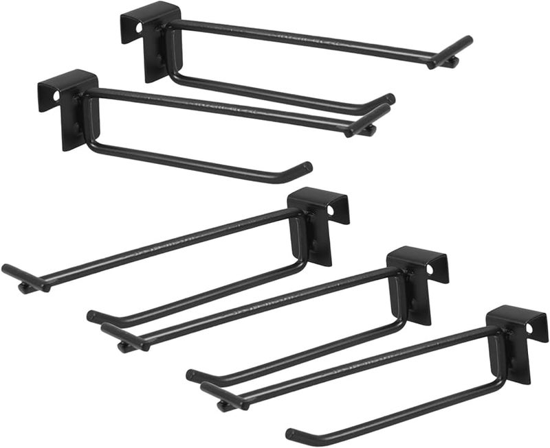 5 قطع خطافات معدنية متينة لرفوف السوبر ماركت وعرض المجوهرات والوجبات الخفيفة 12 سم أسود - Image 2