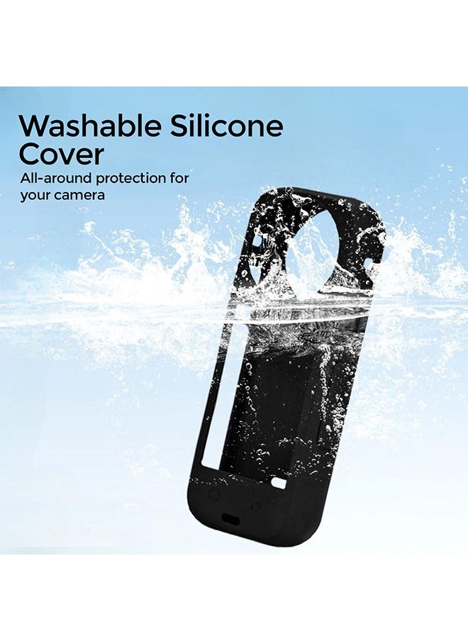 O Ozone - Case for Insta360 X4 | Silicone Carrying Case with Guards Lens Cover Cap | Anti-drop Protective Accessories Cover Action Camera Accessories - Blue - Image 1