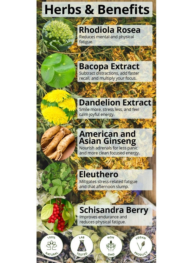 Happy Healthy Hippie Natural Energy Pills - Caffeine Free Happy Pills for Energy, Metabolism, Mental Power - 7 Herbs & Absorption Enhancing Piperine - Vegan, Non-GMO, 60 Pills - Image 2