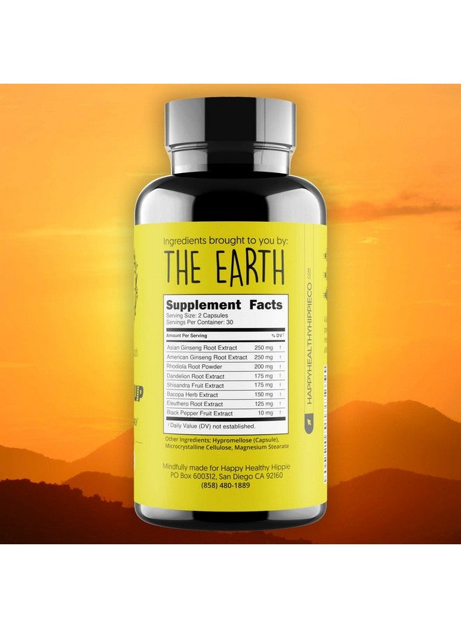 Happy Healthy Hippie Natural Energy Pills - Caffeine Free Happy Pills for Energy, Metabolism, Mental Power - 7 Herbs & Absorption Enhancing Piperine - Vegan, Non-GMO, 60 Pills - Image 5