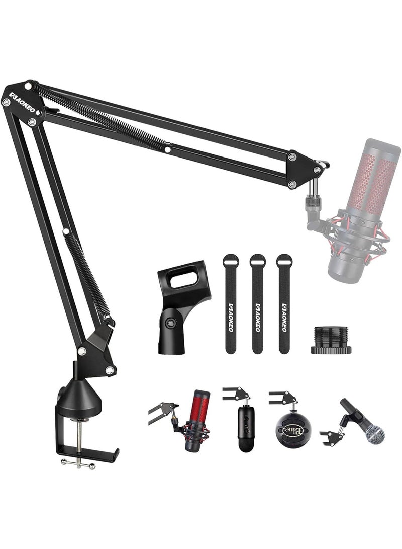 Aokeo Microphone Boom Arm, AK-35 Adjustable Compact Mic Suspension Boom Scissor Arm Stand For Blue Yeti,Snowball iCE, HyperX QuadCast,SoloCast,Elgato Wave,Etc - Image 1