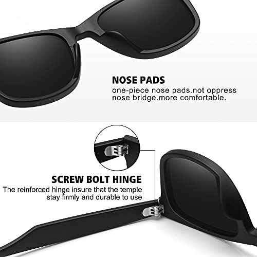 MEETSUN Polarized Sunglasses for Men Women Classic Retro Sun Glasses for Driving Fishing UV Protection 2 Pack C2 Matte Black Frame/Grey Lens - Image 3