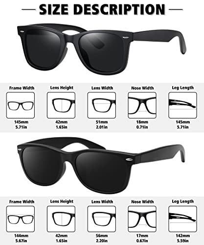 MEETSUN Polarized Sunglasses for Men Women Classic Retro Sun Glasses for Driving Fishing UV Protection 2 Pack C2 Matte Black Frame/Grey Lens - Image 4