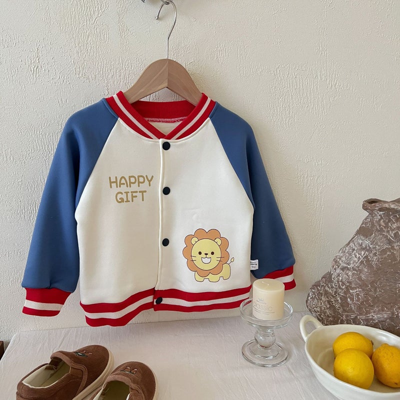 Children'S Baseball Suit Coat Korean Style Boys And Girls Milk Silk Warm Jacket Baby Top - Image 1
