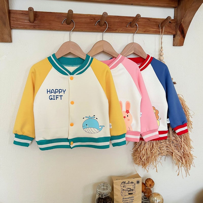 Children'S Baseball Suit Coat Korean Style Boys And Girls Milk Silk Warm Jacket Baby Top - Image 2