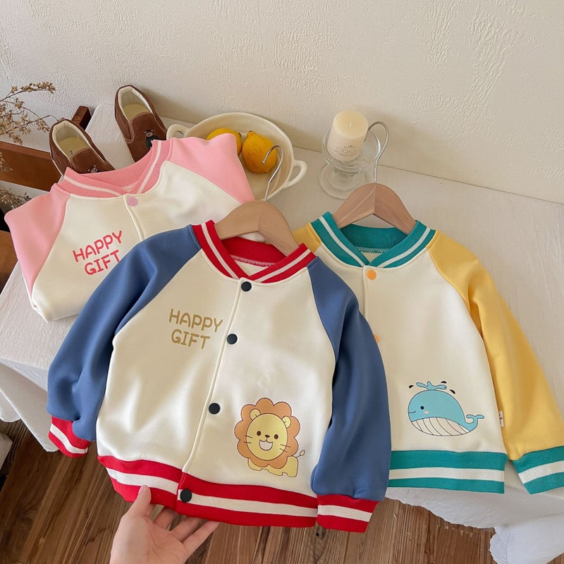 Children'S Baseball Suit Coat Korean Style Boys And Girls Milk Silk Warm Jacket Baby Top - Image 5